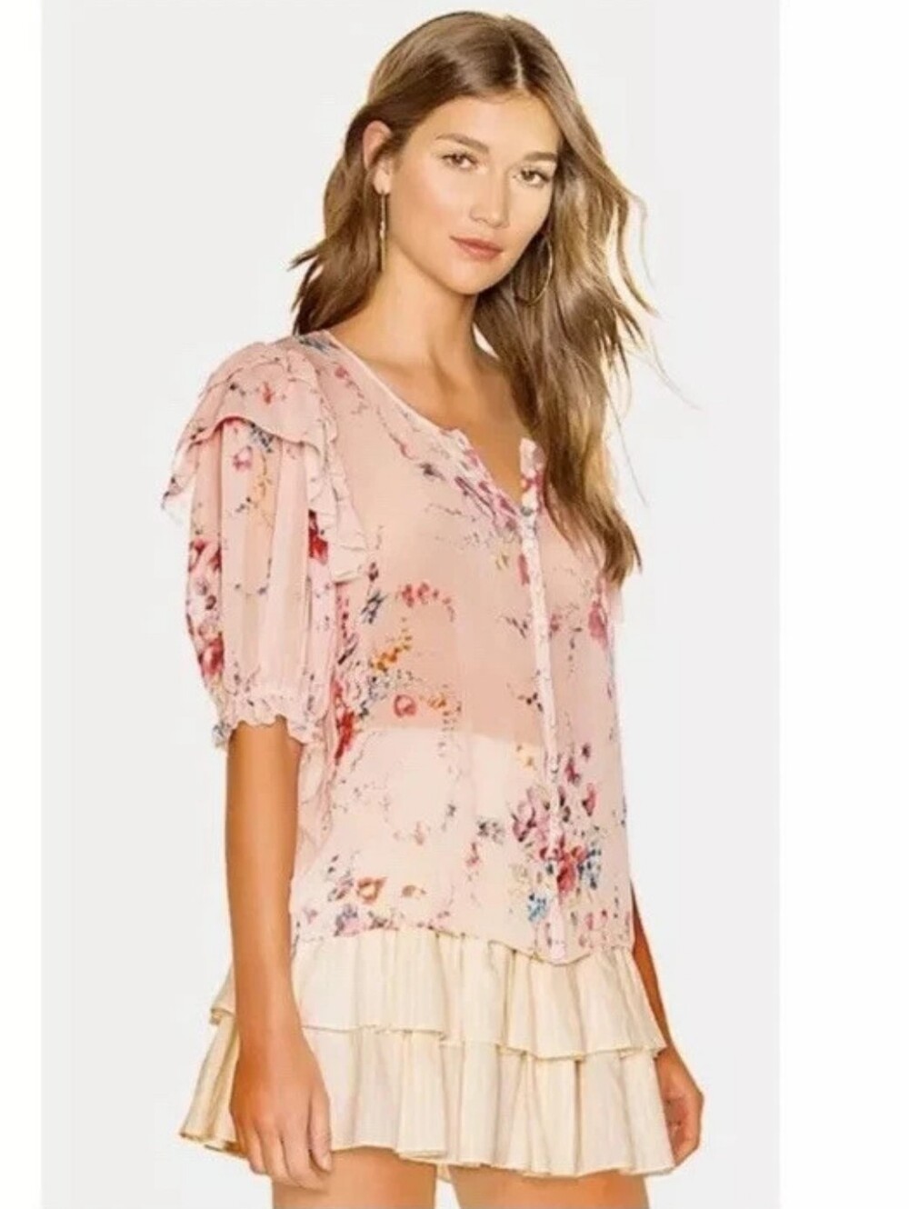 LoveShackFancy X REVOLVE Shaye Silk Top In Dutchess Pink Large SRP $375 NWOT